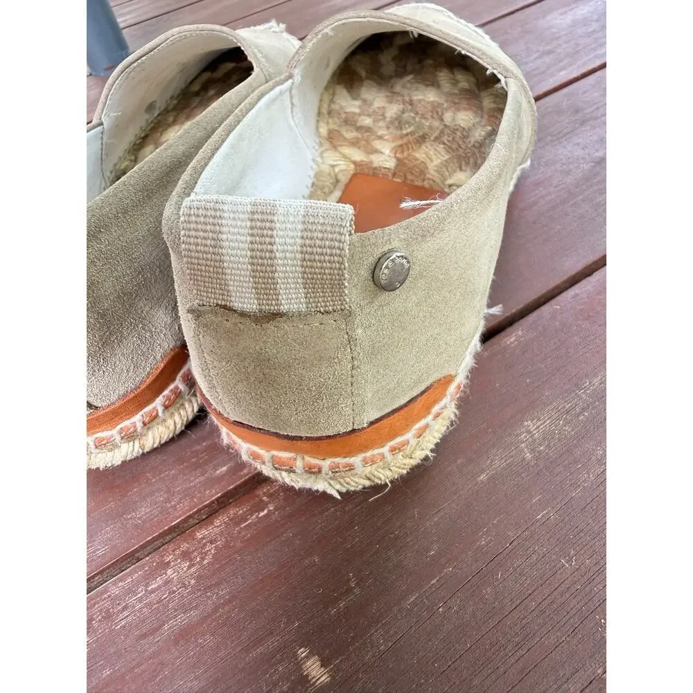 Rag & Bone Adria Women Espadrille Flats Tan Suede Size 39.5 / 9.5 Summer Slip On